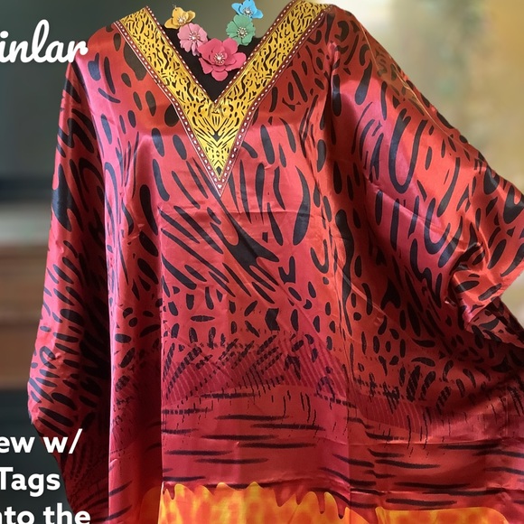 🌻NWT WINLAR SUNSET FIRE COVERUP/ CAFTAN - Picture 10 of 16